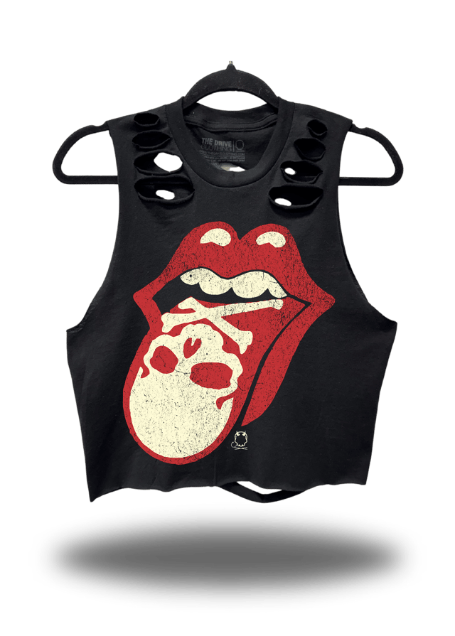 BAD TASTE - ROAD RASH BACK CUT BLACK CROP TANK