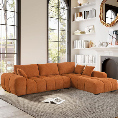 Swapan Modern Chenille Couch Sofa Sectional with Deep Tufted Seat