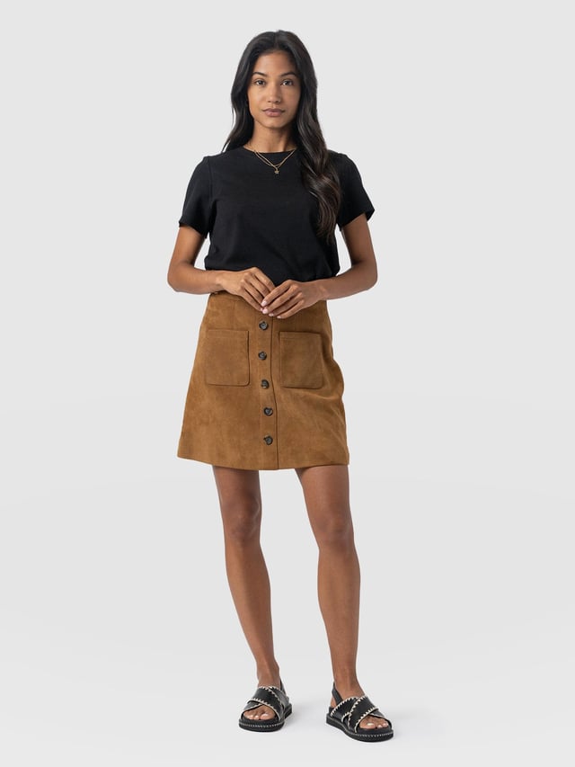 Luther Suede Mini Skirt - Camel