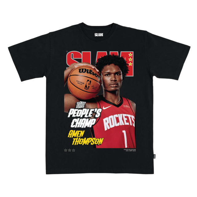 Men's Houston Rockets Amen Thompson SLAM Cover 257 T-Shirt (Black)
