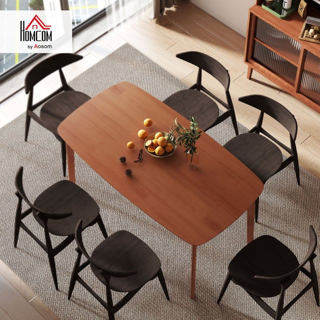 150 cm Rectangular Dining Table with Solid Wood Frame, Light Brown