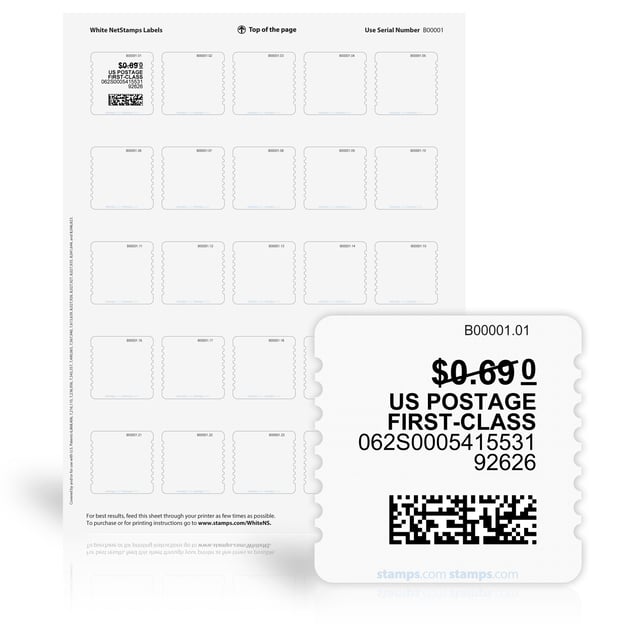 White NetStamps<sup>®</sup> Sheets