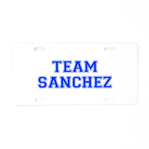 team SANCHEZ-var blue Aluminum License Plate