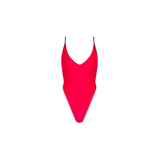 Plunge Cross Back One Piece - Cherry Cola