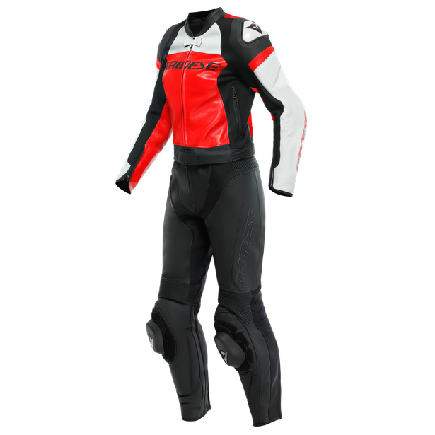 Dainese Mirage Lady Leather 2PCS Suit Black Lava Red White