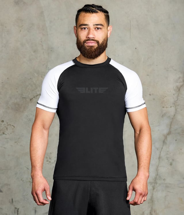 Men's Standard White Short Sleeve No-Gi BJJ Rash Guard