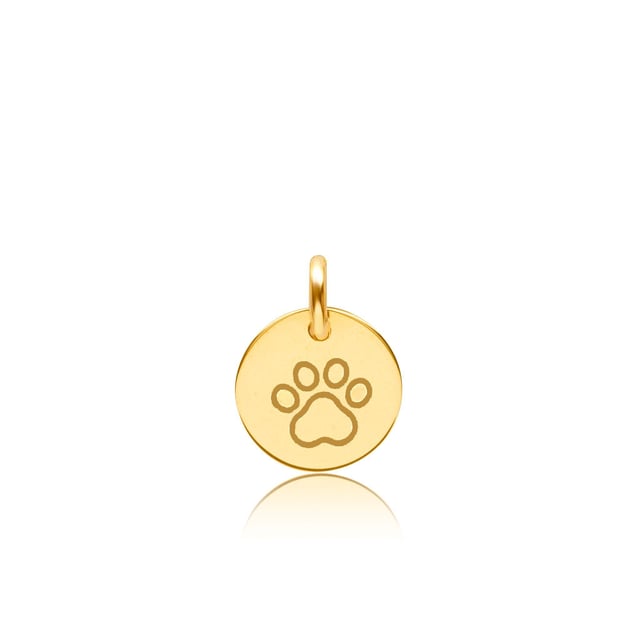 Engravable Paw Print Circle Tag