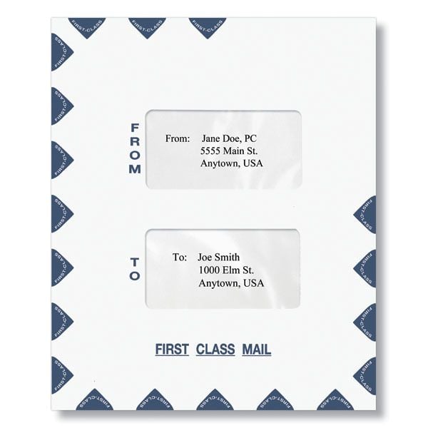 9-1/2" x 11-1/2" Portrait-Style Double-Window Envelope, Pack of 50