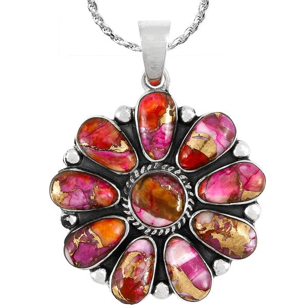 Flower Pendant Plum Spiny Sterling Silver P3193-C92