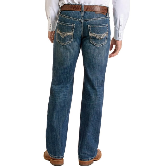 Relaxed Fit Ladder Stitch Straight Jeans