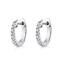 Half Stone Round Cut Hoop Earrings For Women  