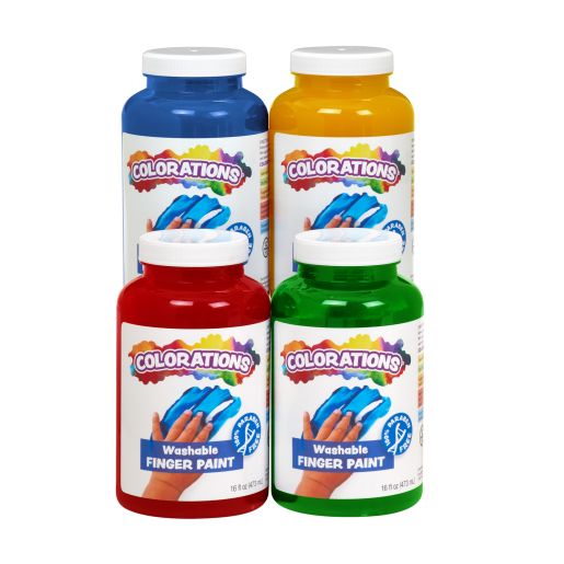 Colorations® Paraben-Free Washable Fingerpaint, 4 Colors, 16 fl oz each