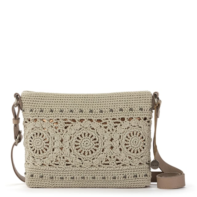 Melrose Crossbody - Hand Crochet - Natural Grey Medallion