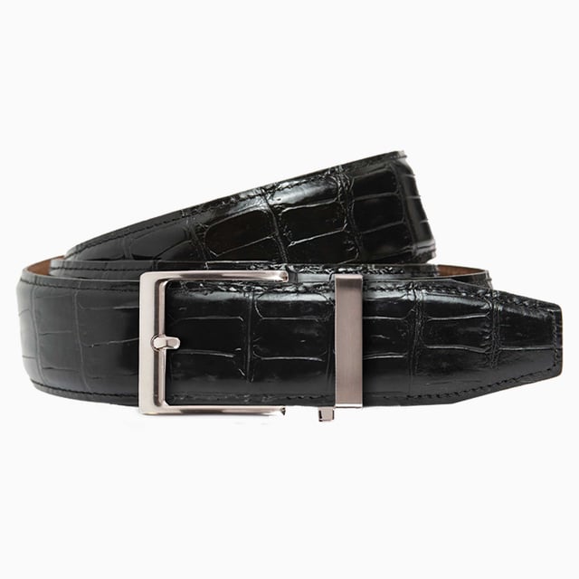 Crocodile Black Luxury Ratchet Belt 1.575" [40mm]
