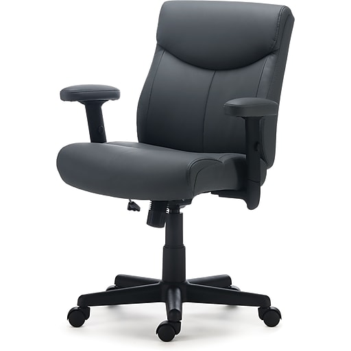 Staples Traymore Ergonomic Faux Leather Swivel Computer and Desk Chair, Gray (53246)
