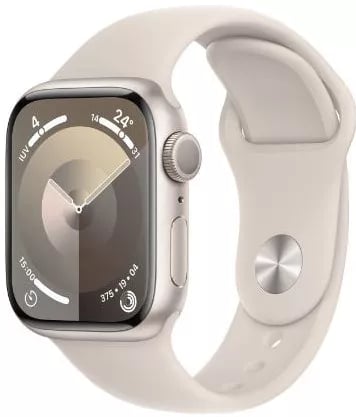 Apple Watch Series 9 GPS 41mm Starlight Aluminium Case with Starlight Sport Band - S/M