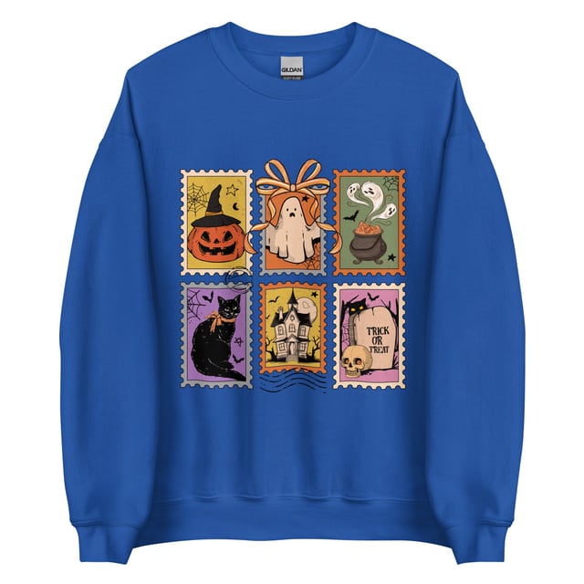 Trick-or-Treat Postage Unisex Crewneck Sweatshirts Printed in the USA