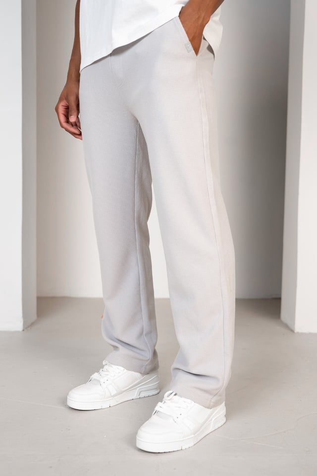 Waffle Straight Leg Joggers - Grey
