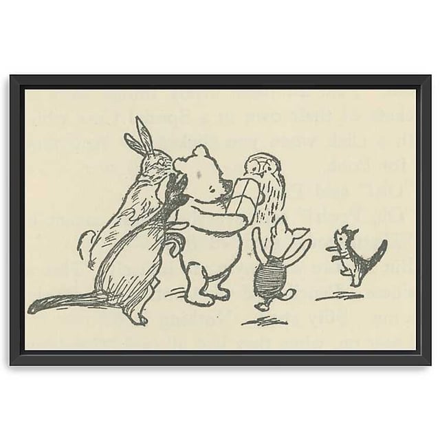A Present for Pooh Framed Canvas Art Print, 26x18