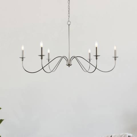 Rohan 48" Wide Polished Nickel 6-Light Chandelier
