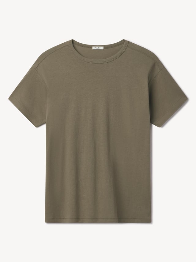 Dry Olive Japanese De-Luxe Cotton Linen Knit Tee