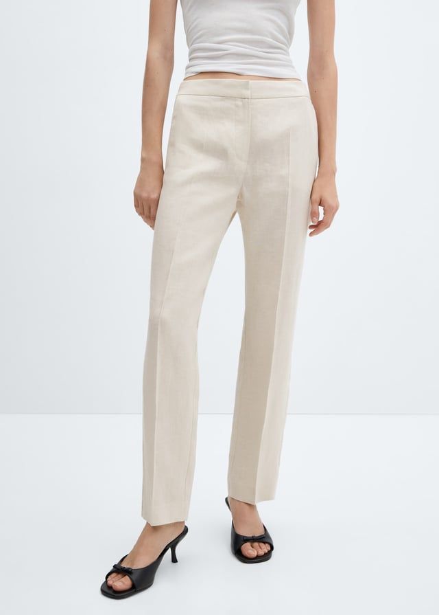 100% linen straight trousers - Women | MANGO OUTLET USA