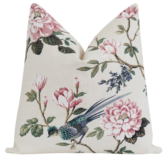 Windham Cream Floral & Bird Pillow