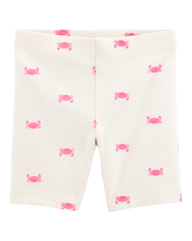 Baby Girl Crab Print Bike Shorts - Ivory