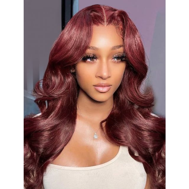Premium Cherry Cola Red Hair Trendy Colored Human Hair Wigs