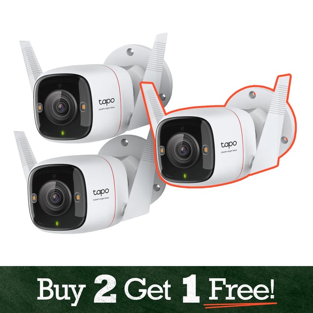 ColorPro 2K Outdoor Cameras Buy 2 Get 1 FREE Tapo C325WB 3-Pack