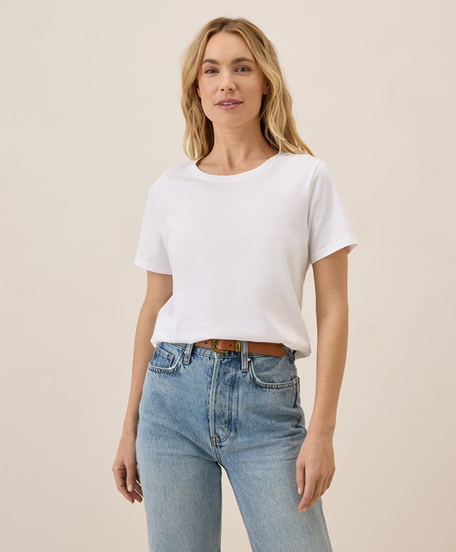 PACT Women's White Luxe Stretch Jersey Slim Tee S