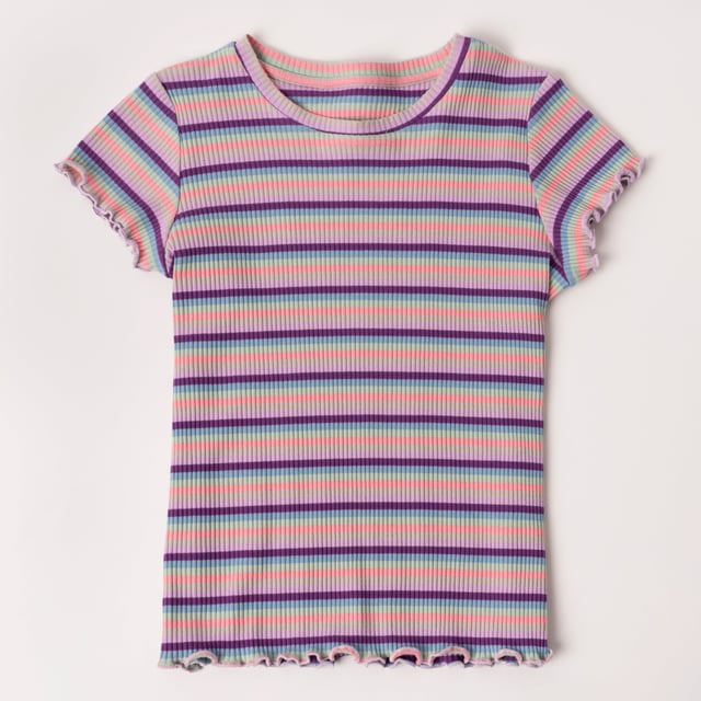Stripe Lettuce Trim Tee