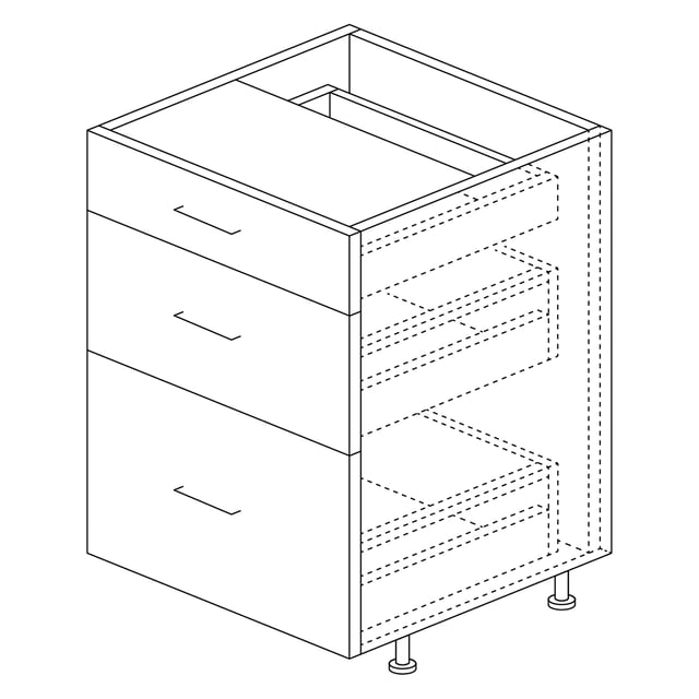 Base Cabinet: 3 Drawers 30"H x 24"D