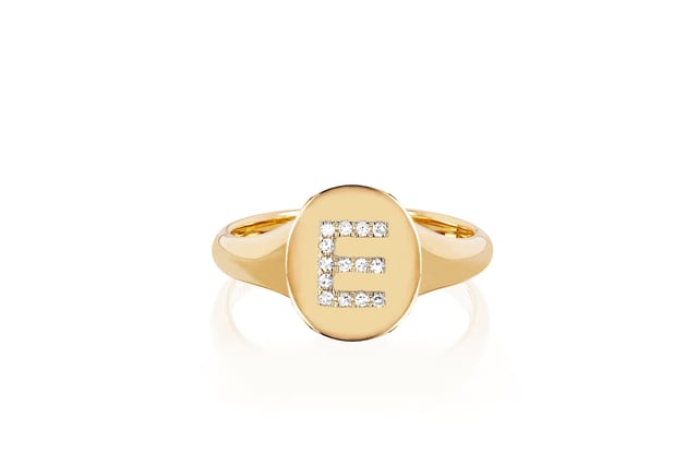 Gold & Diamond Initial Signet Ring