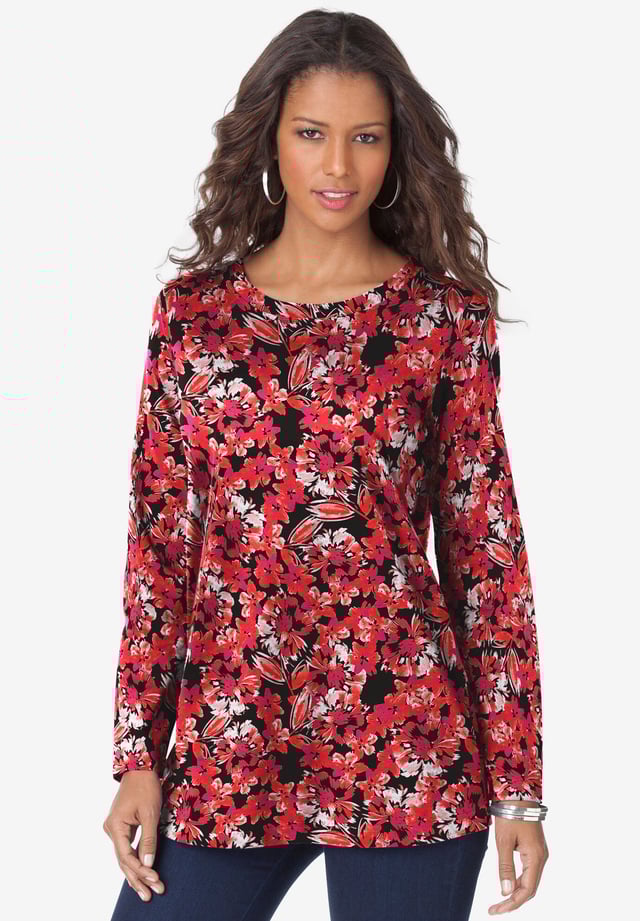 Plus Size Cotton Ultimate Long Sleeve Crewneck Tee