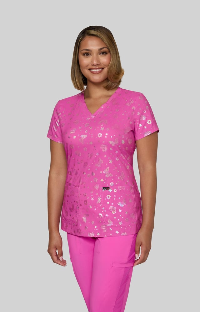 Velora Top Iridescent Light Bright Hibiscus Pink