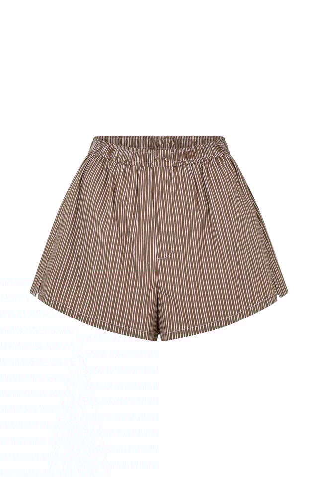 RUE POPLIN SHORT - TOFFEE STRIPE