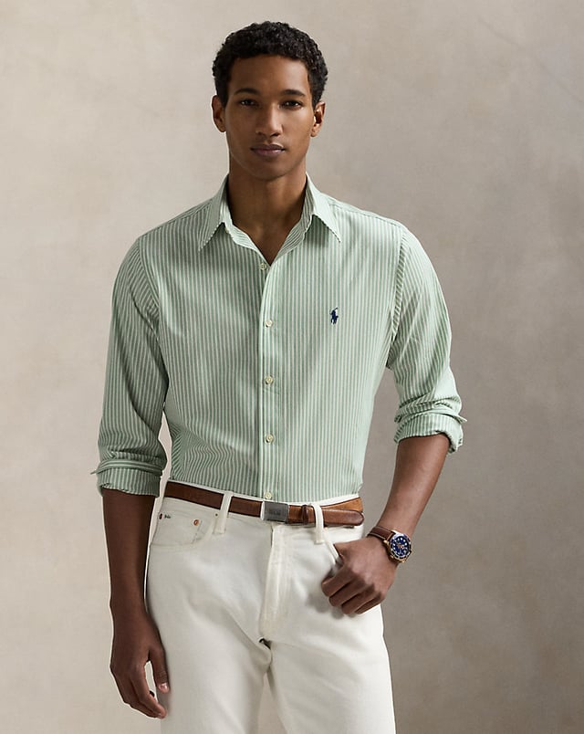 Slim Fit Striped Stretch Poplin Shirt