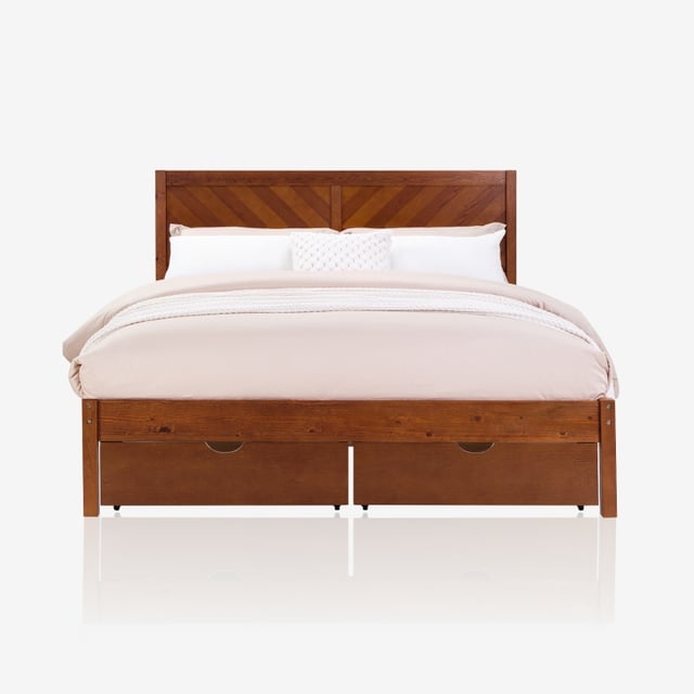 Wooden Bed Frame with 2 Storage Drawers (BF2)