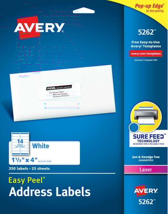 Template for Avery 5262 Address Labels 1-1/3" x 4" | Avery.com