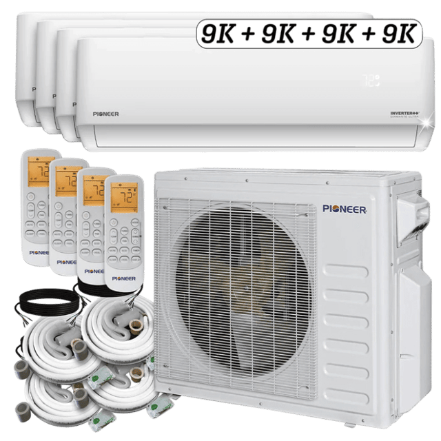 Pioneer Tri-Zone 36,000 BTU Ductless Mini Split Heat Pump (12k + 12k + 12k)