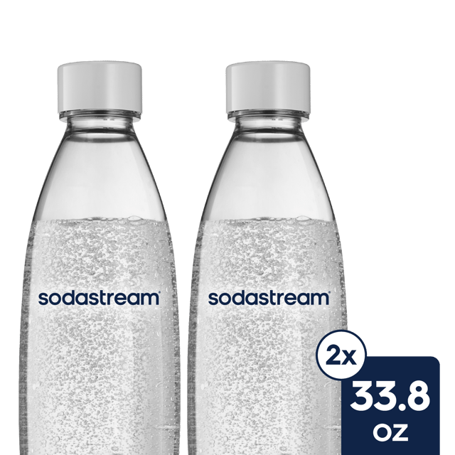SodaStream 1L Slim Dishwasher Safe Bottles Twin Pack - White