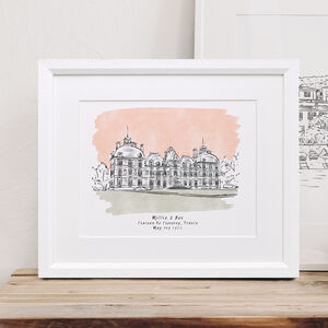 Bespoke Illustrated Wedding Venue Art Print