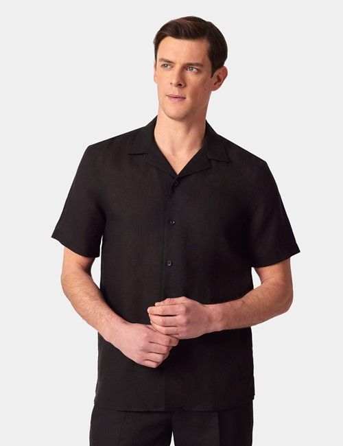 Slim Fit Black Shirt - Short Sleeve
