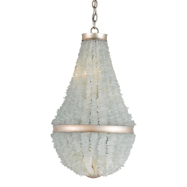 Platea 3 Light 16.5 inch Contemporary Silver Leaf/Seaglass Chandelier Ceiling Light