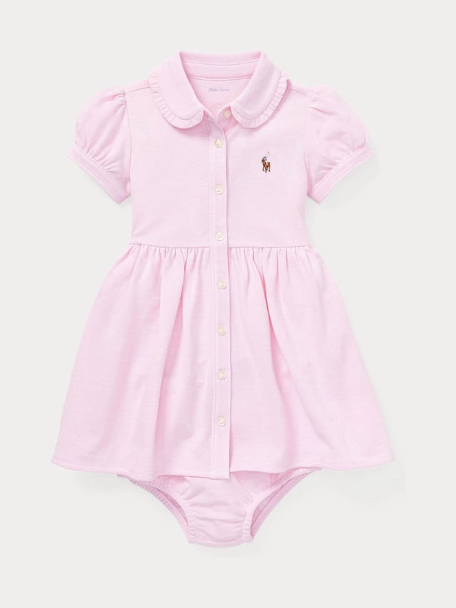 Polo Ralph Lauren Baby Girls Knit Pique Oxford Dress and Bloomer Set