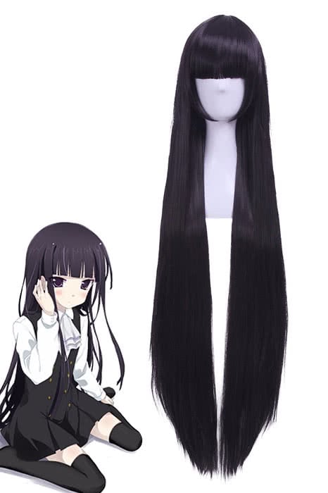 Inu X Boku SS Shirakiin Ririchiyo Long Straight Black Anime Cosplay Wigs