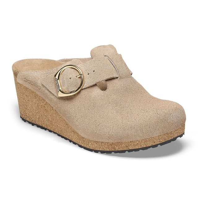 Fanny Ring-Buckle Suede Leather Warm Sand