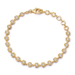 Gold White Sapphire Deco Tennis Bracelet