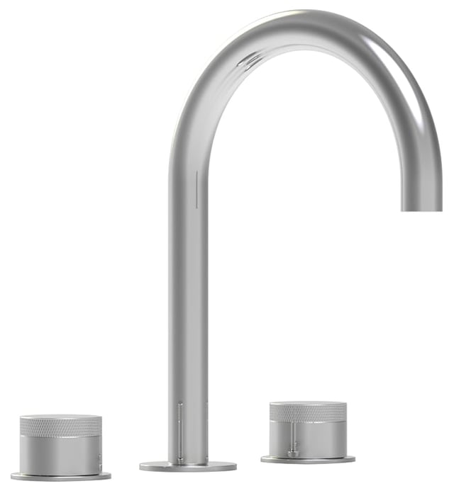 Phylrich 230-01-043 Basic II 6 1/2" Double Knurled Handle Widespread Bathroom Sink Faucet With Finish: Light Blue
